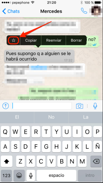 Marcar mensajes destacados en whatsapp iPhone