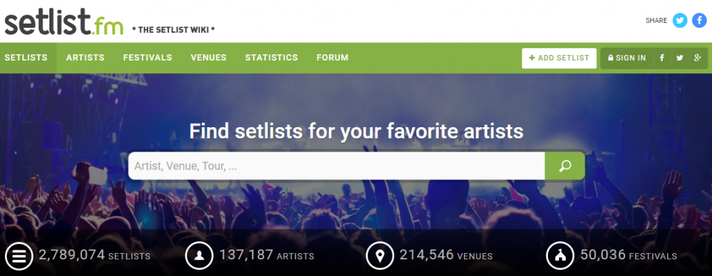 Conoce de antemano las canciones que tocará un grupo o artista en un concierto