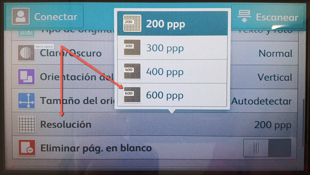 Escanear firma a 600 ppp