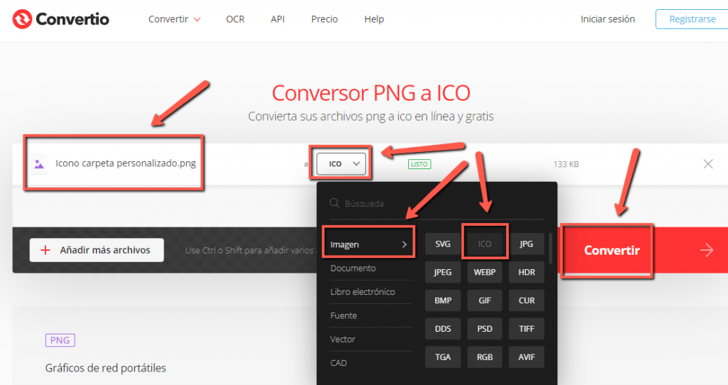 Convertir png a ico