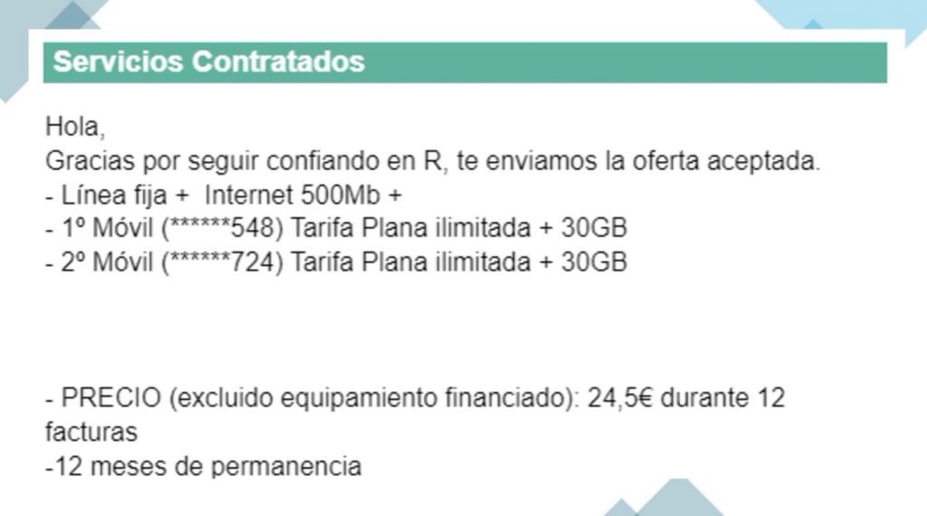 Contraoferta de R Cable